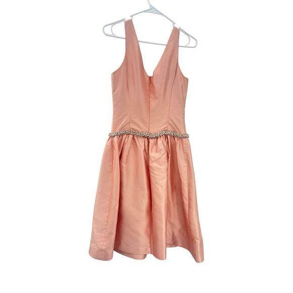 Ricky freeman Teri Jon 100% silk sleeveless peach dress size 2 - Picture 2 of 14